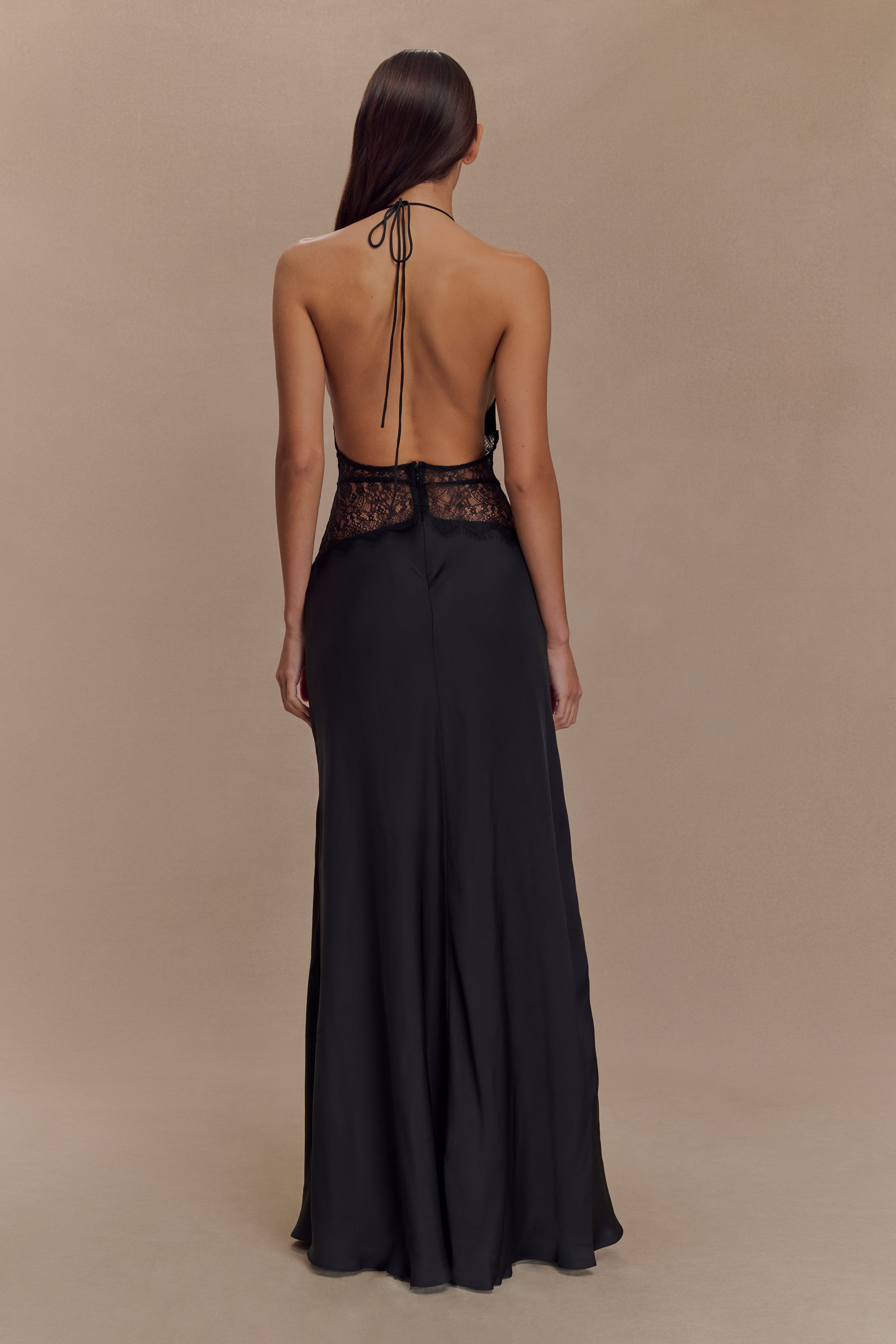 Dinah Lace And Satin Maxi Dress - Black - LioraBella