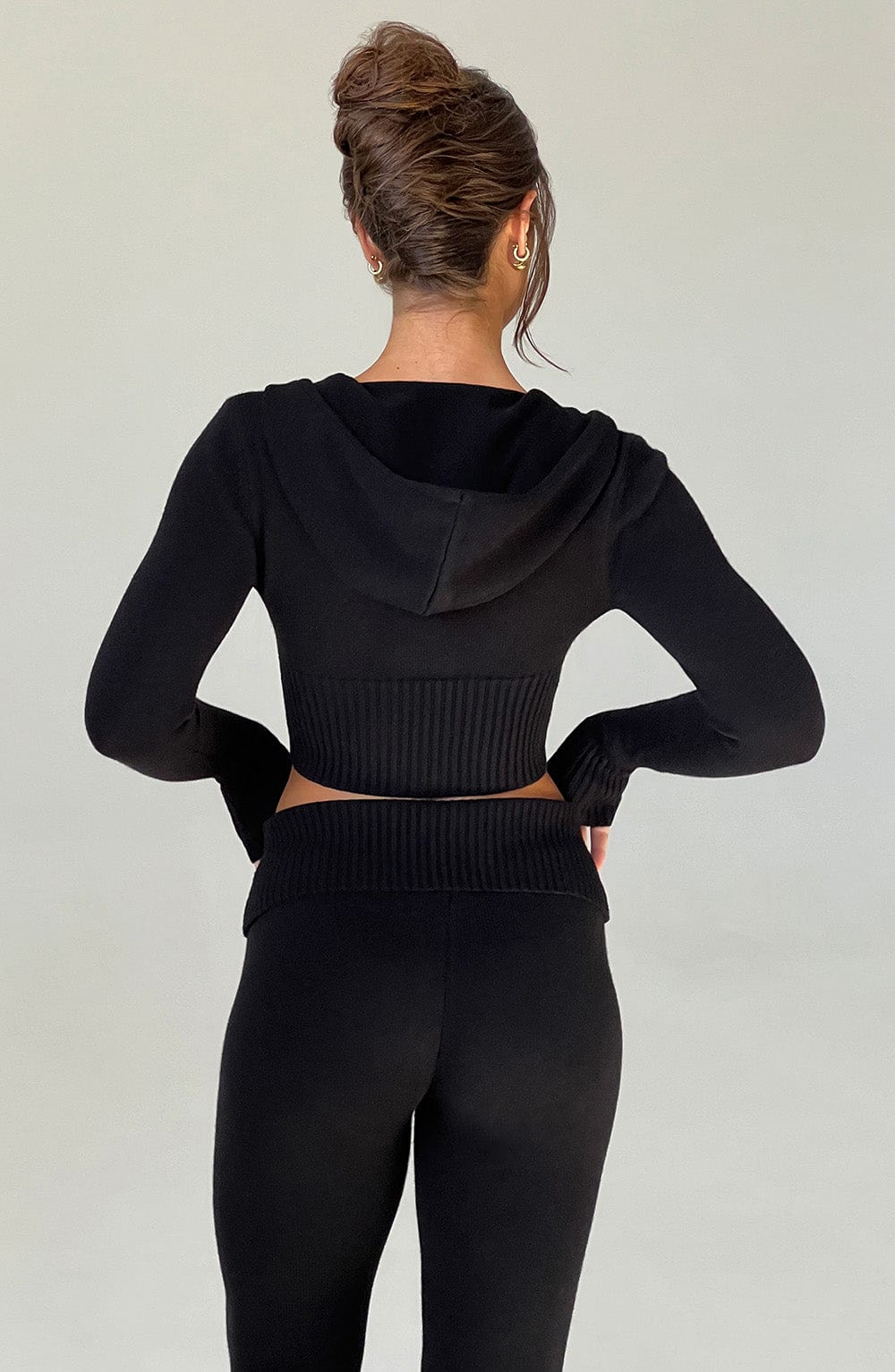 Portia Knit Hoodie - Black - LioraBella