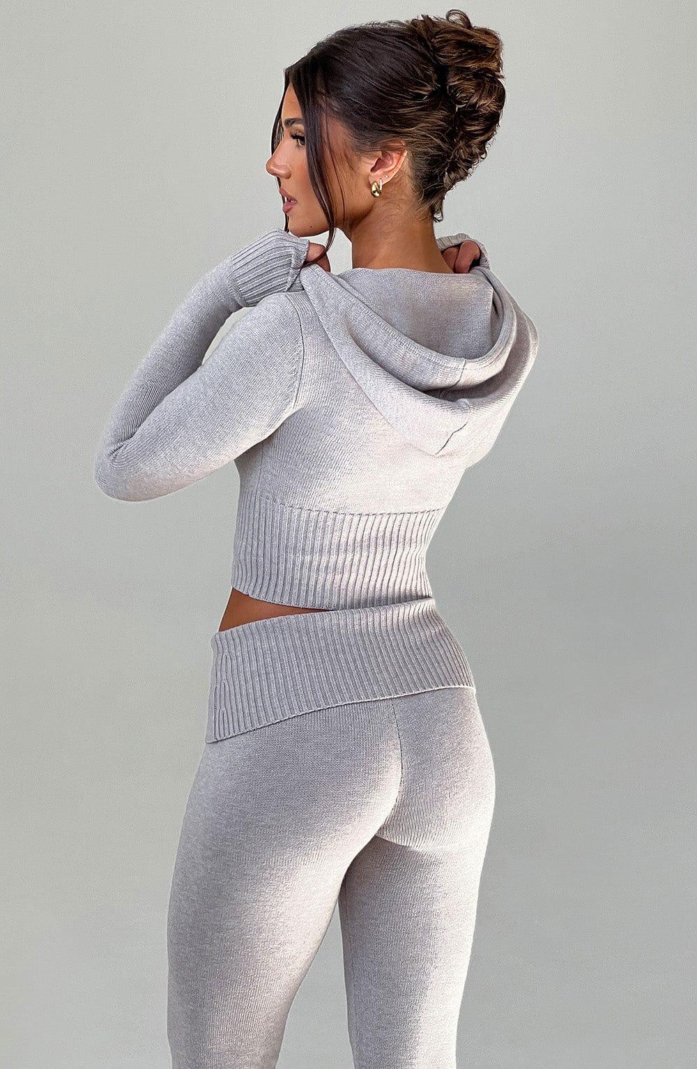 Portia Knit Hoodie - Light Grey Marl - LioraBella