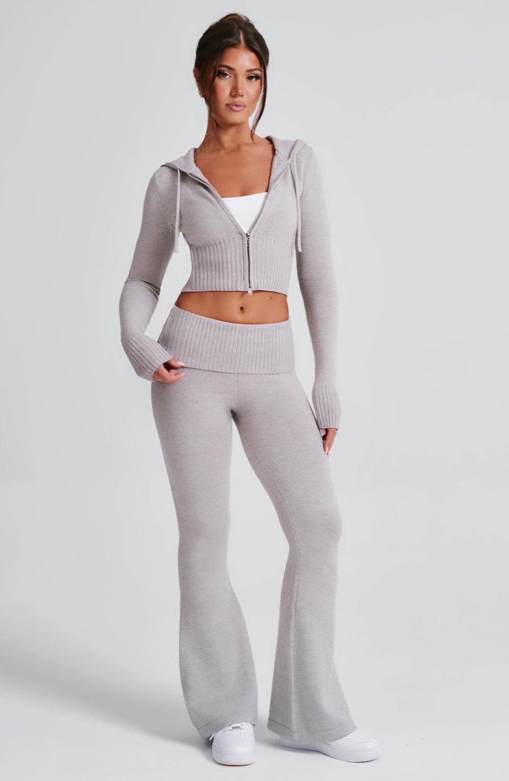 Portia Knit Pants - Light Grey Marl - LioraBella
